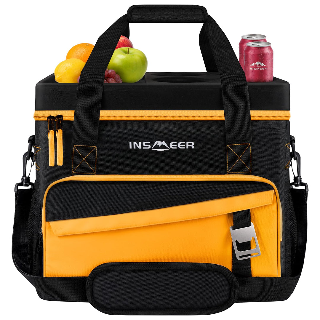 INSMEER Grosse Kühltasche für 40L/55 Dosen, Faltbar, mit Hart Deckel Orange, Orange