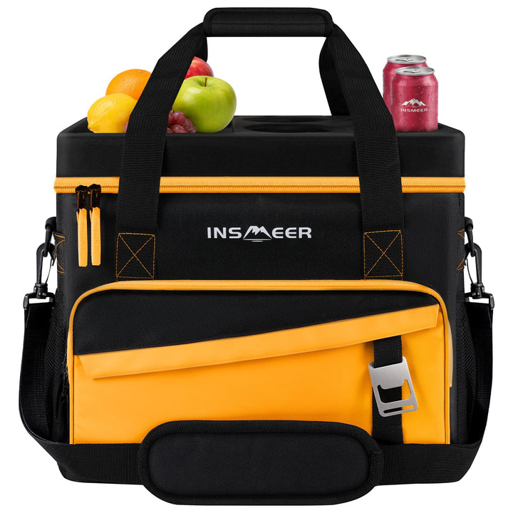 INSMEER Grosse Kühltasche für 40L/55 Dosen, Faltbar, mit Hart Deckel Orange, Orange