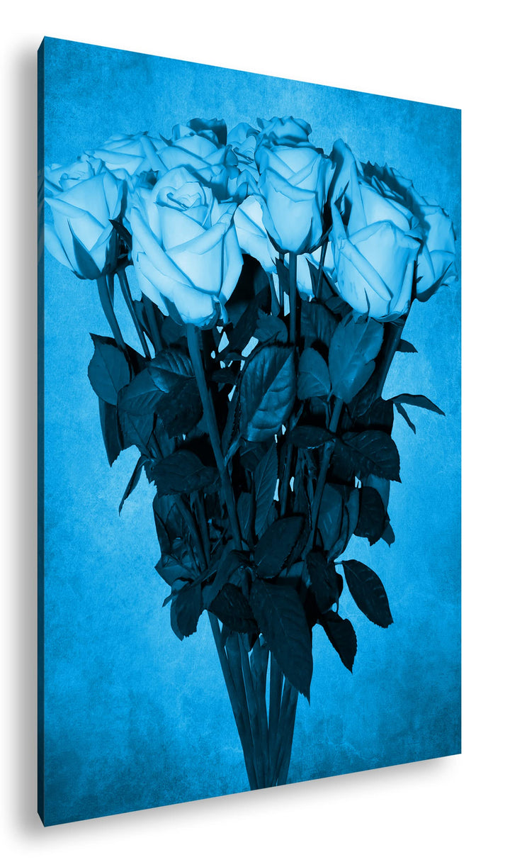 deyoli Blumenstrauss Rosen Format: 80x60 Effekt: Monocrome Blau als Leinwand, Motiv fertig gerahmt a