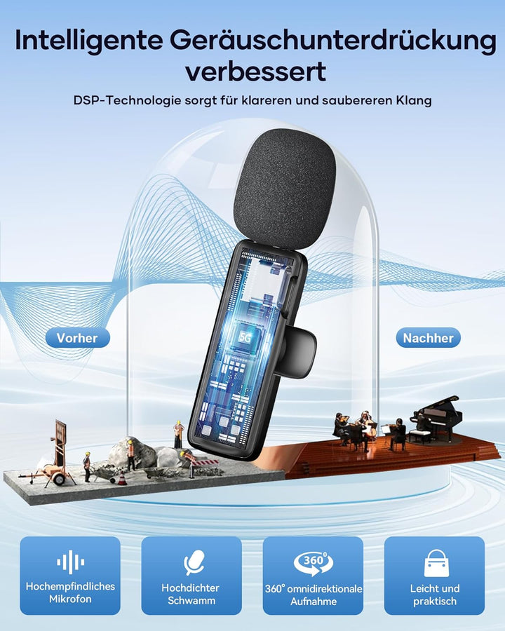 CZOCPOS 2er Set Mini Mikrofone für iPhone, Mikrofon für Handy, iPad &amp; Android, Lavalier Mikrofon mit