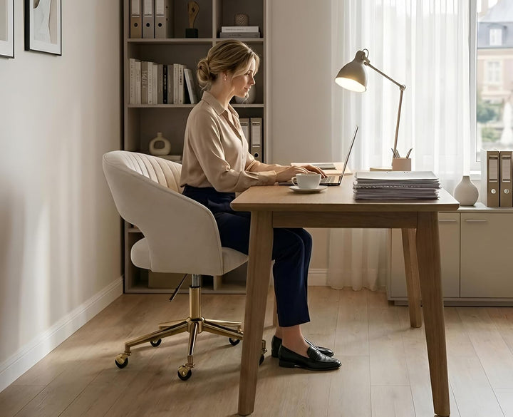 chairus Verstellbarer Bürostuhl Zuhause aus Chenille Computer Drehsessel Moderner Schminktischstuhl