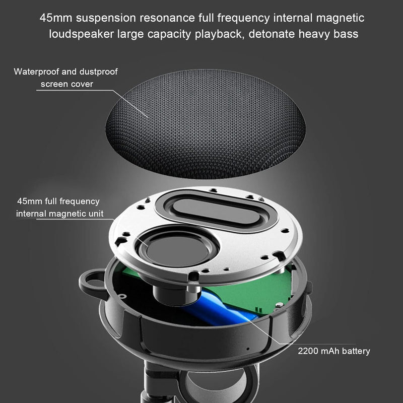 Tragbarer Bluetooth Lautsprecher für Fahrrad, Outdoor Wasserdichter Bluetooth Lautsprecher, 8W Leist
