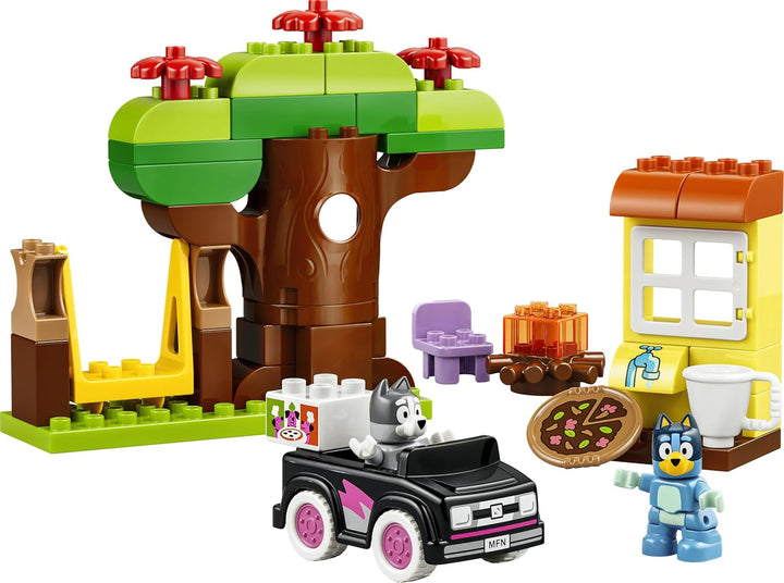 LEGO DUPLO Bluey Pizza-Schwestern mit Muffin und Bluey - Motorikspielzeug für Kleinkinder - Montesso