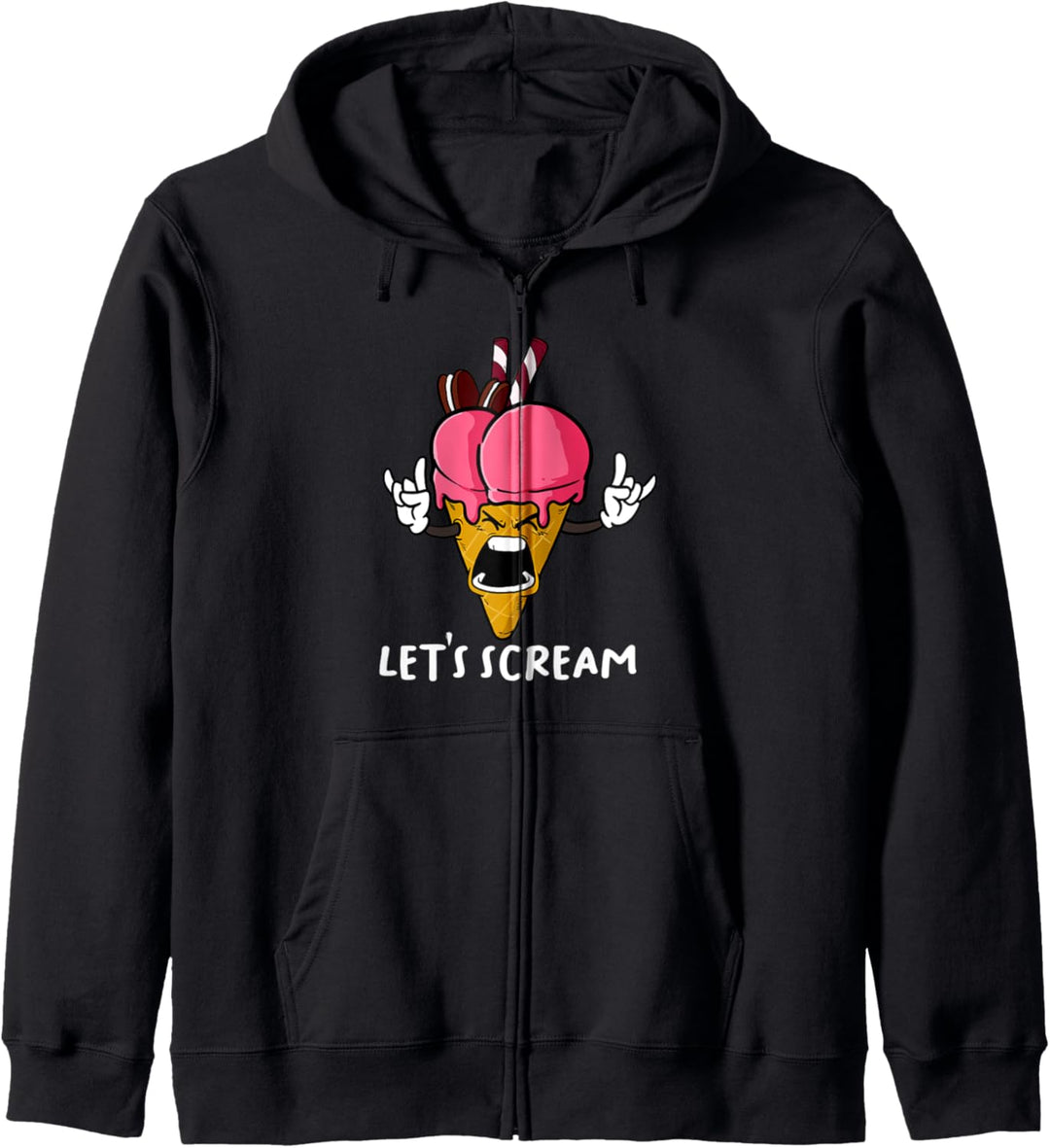 Heavy Metal Rock N Roll Schrei Laut Erdbeereis Eiscreme Eis Kapuzenjacke