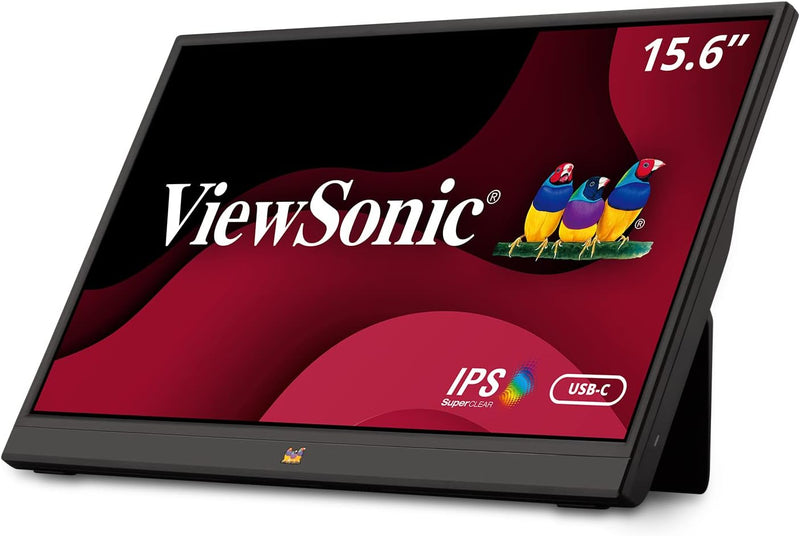 Viewsonic VA1655 40 cm (15.6 Zoll) Portabler Monitor (Full-HD, IPS-Panel, mini-HDMI, 2x USB-C für Ra