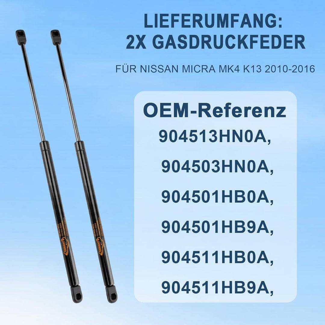 2X Heckklappendämpfer für Nissan Micra Mk4 K13 2010 2011 2012 2013 2014 2015 2016 Gasdruckfeder Koff