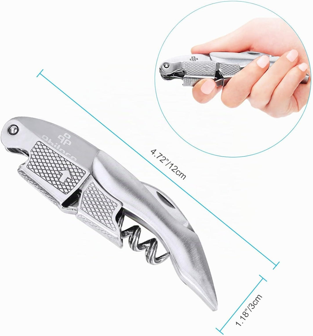 PHILORN All-in-1 Profi Korkenzieher, Prämie Edelstahl, Gratis Weinrezept Ebook, Kellnerkorkenzieher,