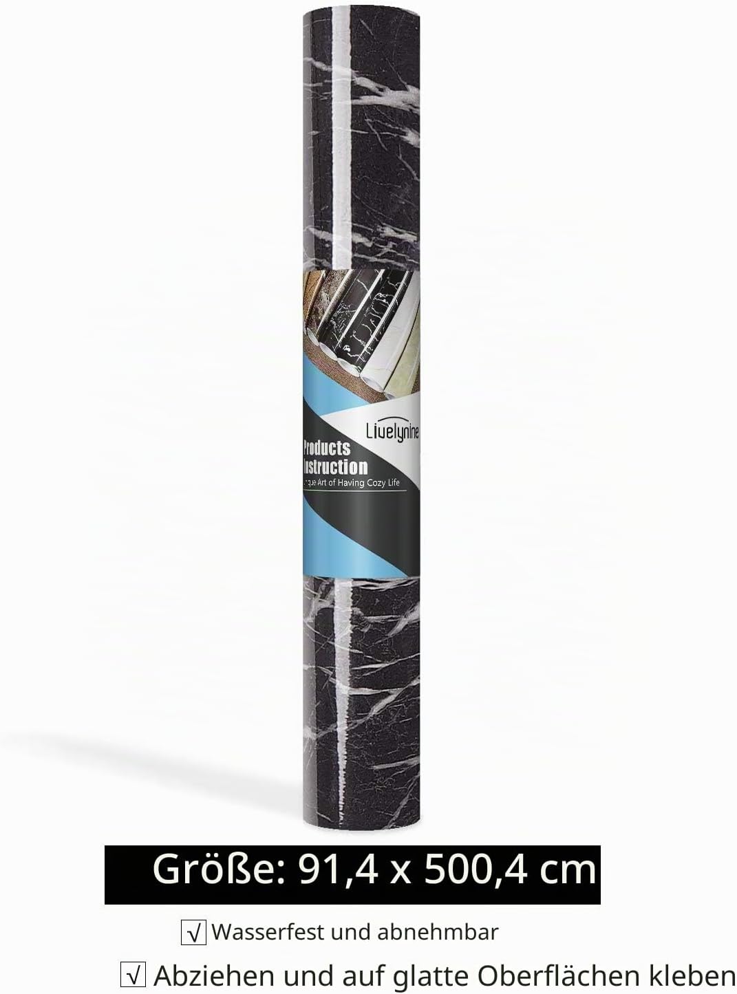 Livelynine 5M X 90 CM Breit Möbelfolie Marmor Folie Selbstklebend Klebefolie Möbel Mamor Folie für K