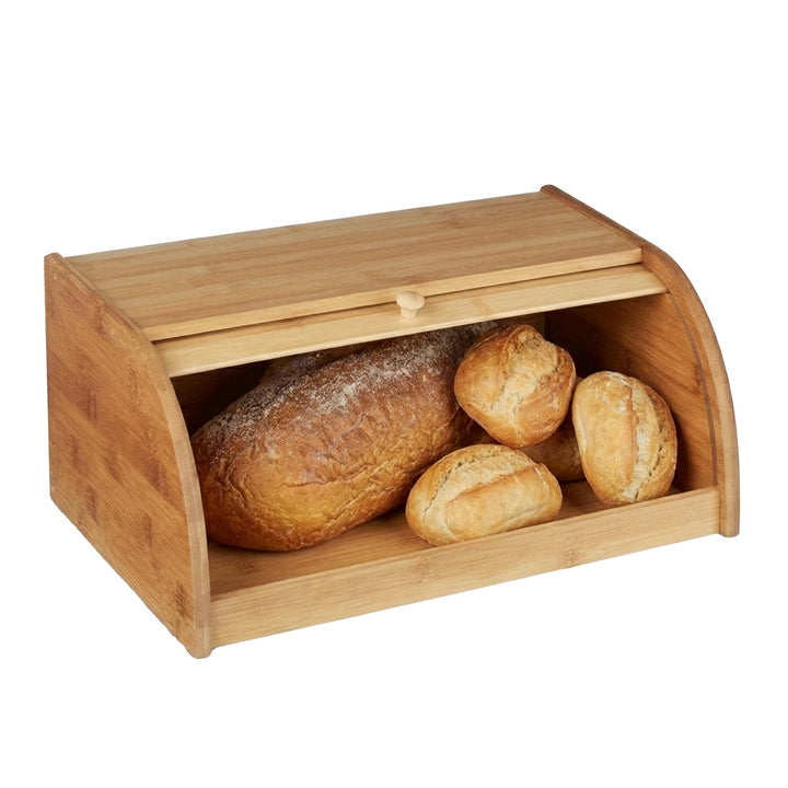 Relaxdays Brotkasten Bambus HBT: 16,5 x 40 x 27,5 cm Rollbrotkasten für aromadichte Brot Aufbewahrun