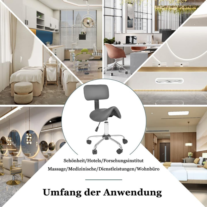 Mingone Sattelhocker mit Rückenlehne Drehhocker Arbeitsstuhl Ergonomisch Bürohocker mit Rollen Satte