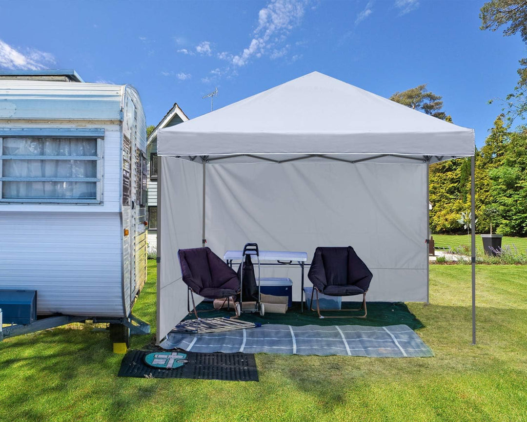 ABCCANOPY Faltpavillon UV50+ mit 2 Seitenwänden, Weiss 300 cm | 500D Polyester,wasserdicht, 4 Sandsä