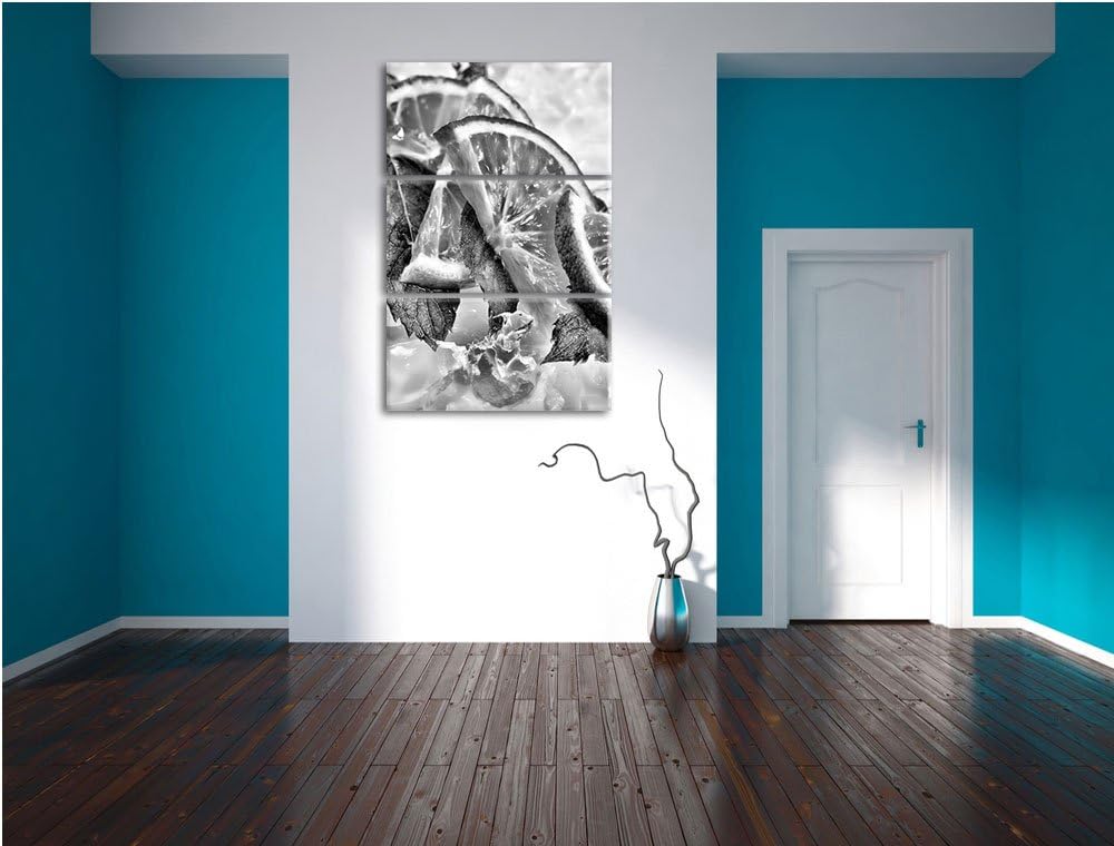 Pixxprint Limetten und Minze im EIS als Leinwandbild/Grösse: 3 Teilig (120x80) cm/Wandbild/Kunstdruc