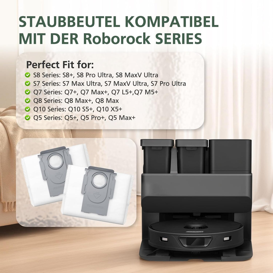 8 Pack S8+/Q7 Max+/Q8 Max+ Staubbeutel kompatibel mit Roborock S8 Pro Ultra /S7 MaxV Ultra /S7 Pro U