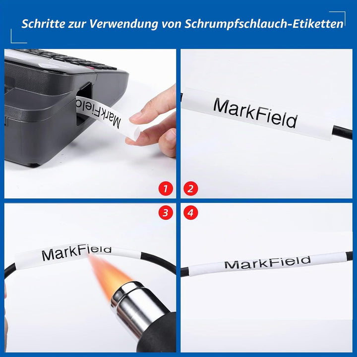 MarField HSe-251 23.6mm Schrumpfschlauch Schriftband Kompatibel mit Brother P-touch HS HSe251 Heat S