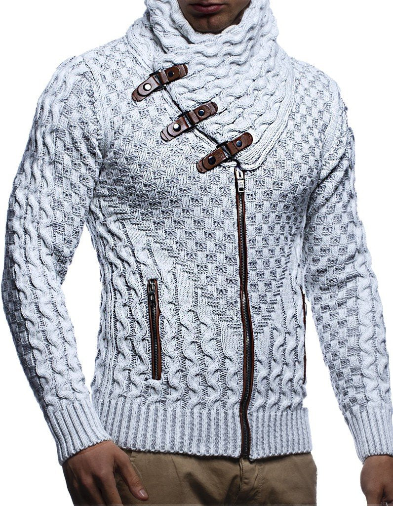 Leif Nelson Herren Strickjacke mit Reissverschluss in Regular Fit, Männer Cardigan in Langarm Design