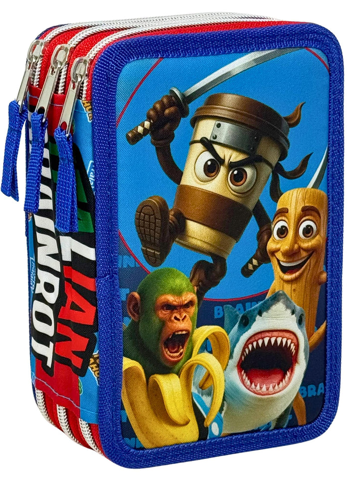 3-Fach Federmäppchen Gefüllt Mädchen und Jungen(6-10 Jahre) für Italian Brainrot Fan – Federtasche S