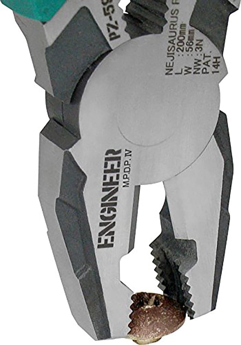 Robuste Kombizange mit vertikalen Rillen zum schnellen Lösen beschädigter Schrauben. Japanische Hers