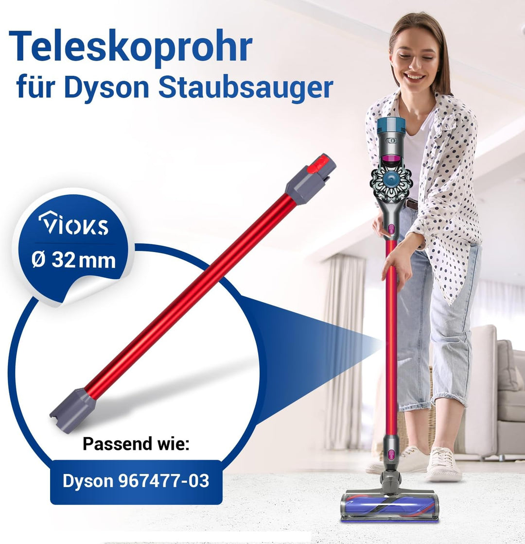 VIOKS Staubsauger Rohr Rot Ersatz für Dysоn Saugrohr 967477-03 für V5, V7, V8, V10, V11, V15, SV10,