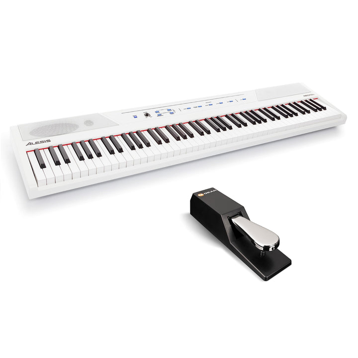 Alesis Recital E Piano Weiss + M-Audio SP-2 Sustain Pedal - 88-Tasten Digitalpiano mit eingebauten L