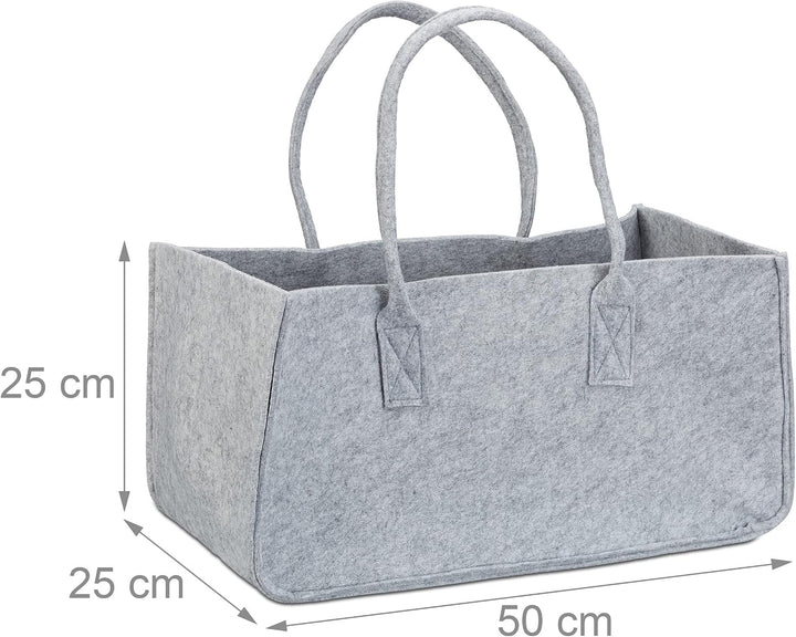 Relaxdays 4 x Kaminholztasche aus Filz, tragbarer Feuerholzkorb, Faltbarer Zeitungshalter HxBxT: 25