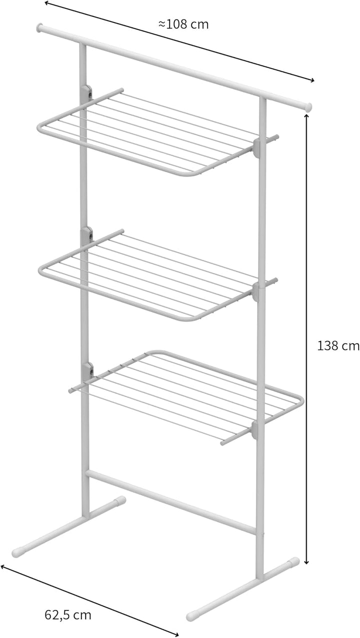 Rörets Wäscheständer - Turm Modell Triple - Flexibler Turmwäscheständer für kleinen Wohnraum - L40xB