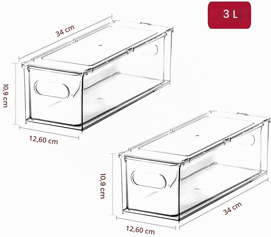 Abiudeng Kühlschrank Organizer Stapelbare mit Ausziehbarer Schublade Transparenter Kühlschrank Schub