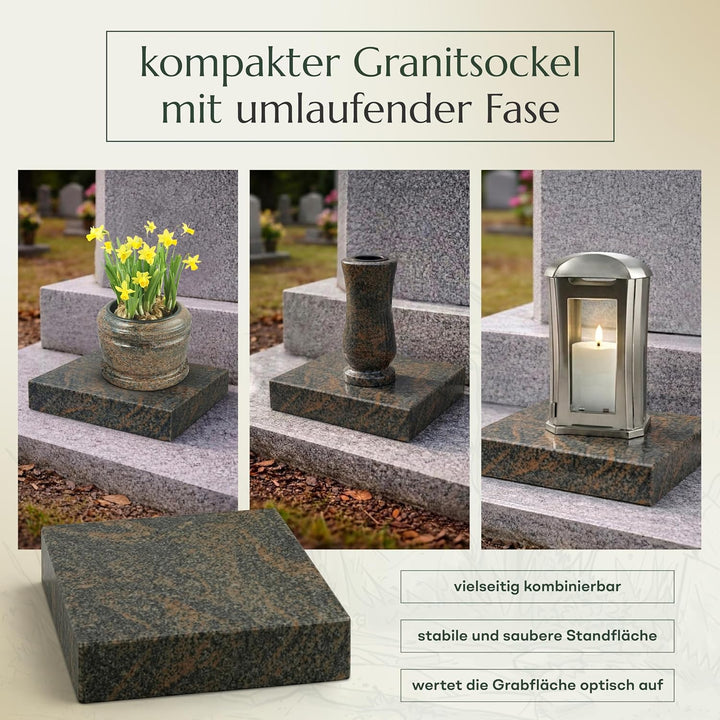 designgrab Lampen- und Vasensockel 20x20x5 cm, poliert, wetterfest, Lampen- und Vasensockel Gneis, G