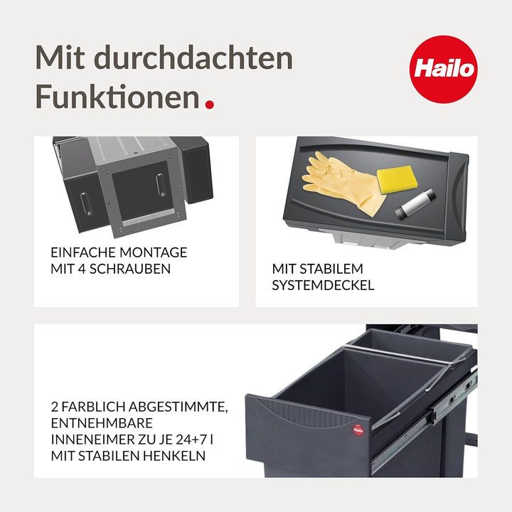 Hailo 3666111 Abfallsammler TA Swing 30.2/31 für Schränke ab 300 mm Breite mit