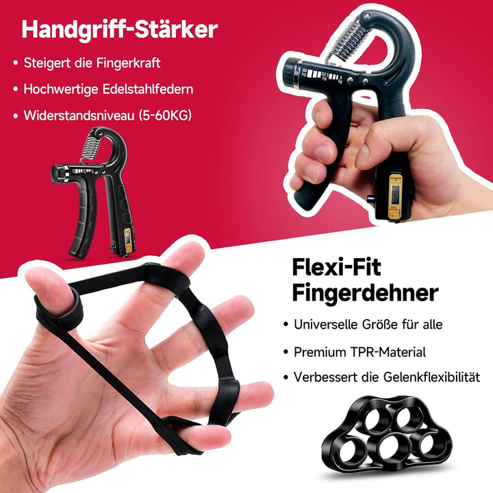 FitBeast Handtrainer Trainingsset (5-teilig), 2 Unterarmgriff Einstellbare Widerstand Handgreifer, F