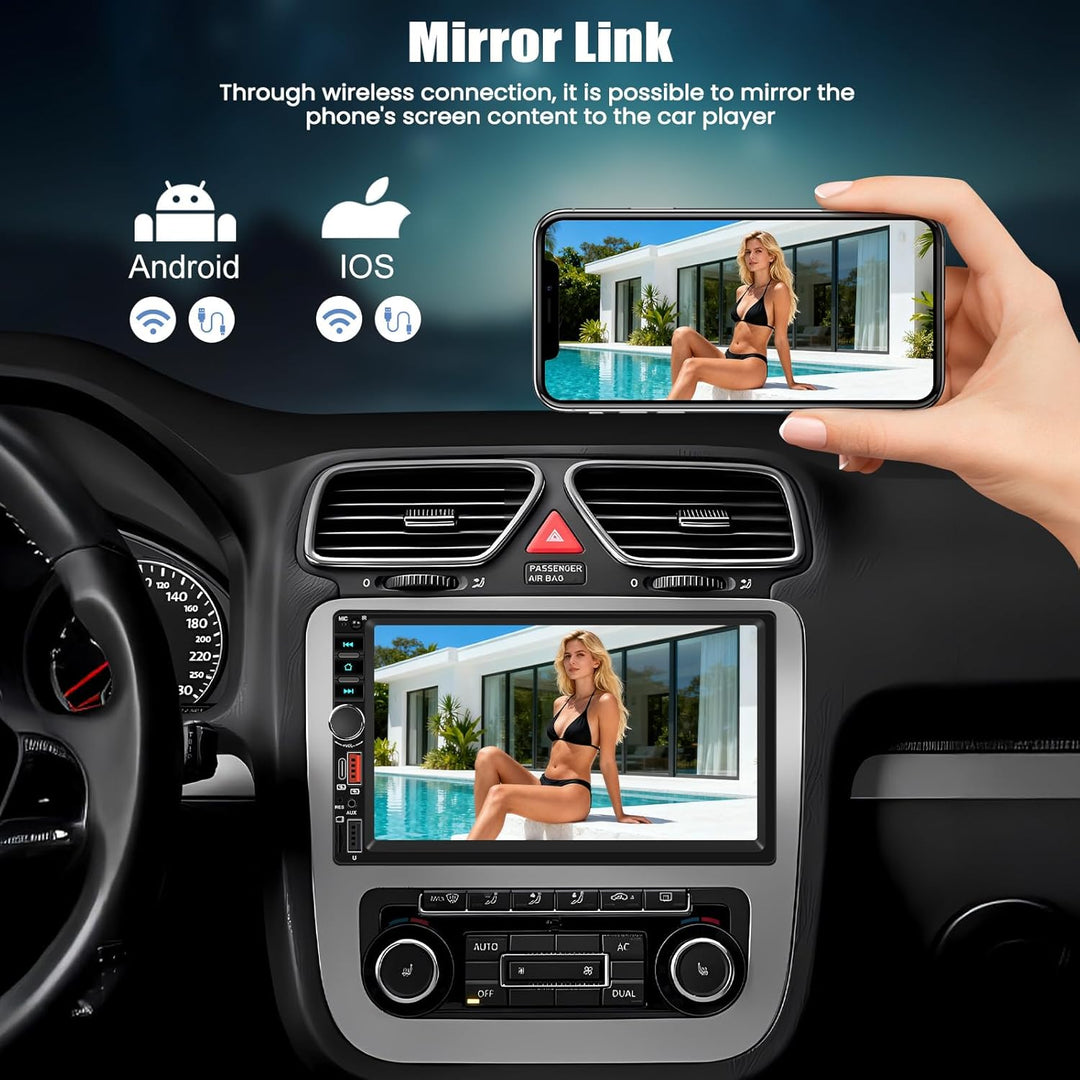 CAMECHO Autoradio mit IPS Bildschirm,7 Zoll 2 Din Apple CarPlay Android Auto Touch Screen Display, W
