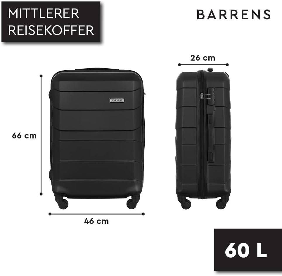 BARRENS Mittel Koffer | Aufgabegepäck | 66x46x26 cm | 60 L | Hochschlagfestes ABS-Material | Chiffri