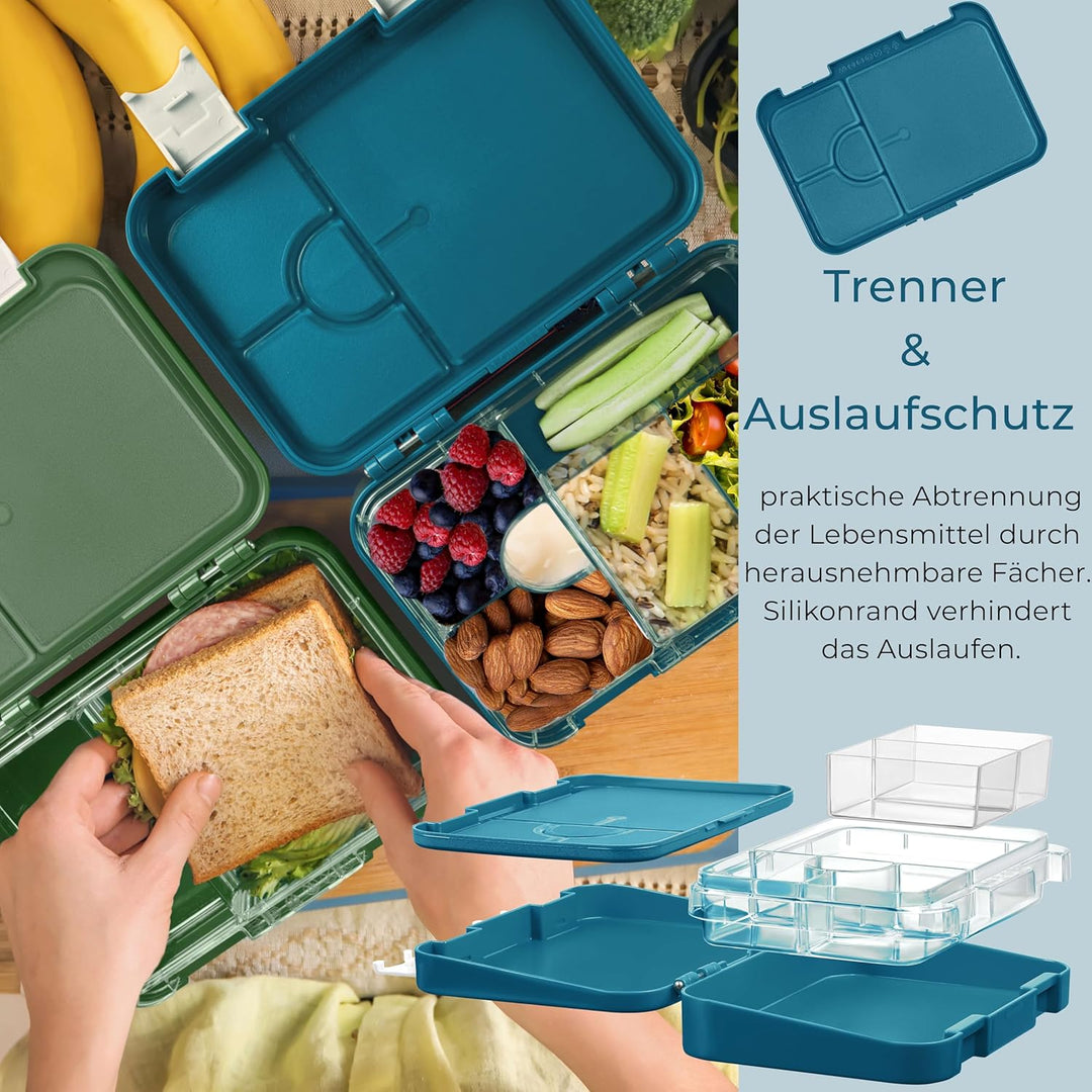My Vesperbox® Brotdose für Kinder mit Fächern [LEN] - Lunchbox mit Trennfächern - Bento Box - Jausen