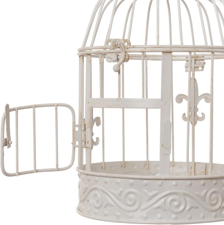 Moritz Deko-Vogelkäfig weiss rund 2er Set mit Fleur de Lis verziert Pflanzkäfig Dekokäfig für Blumen