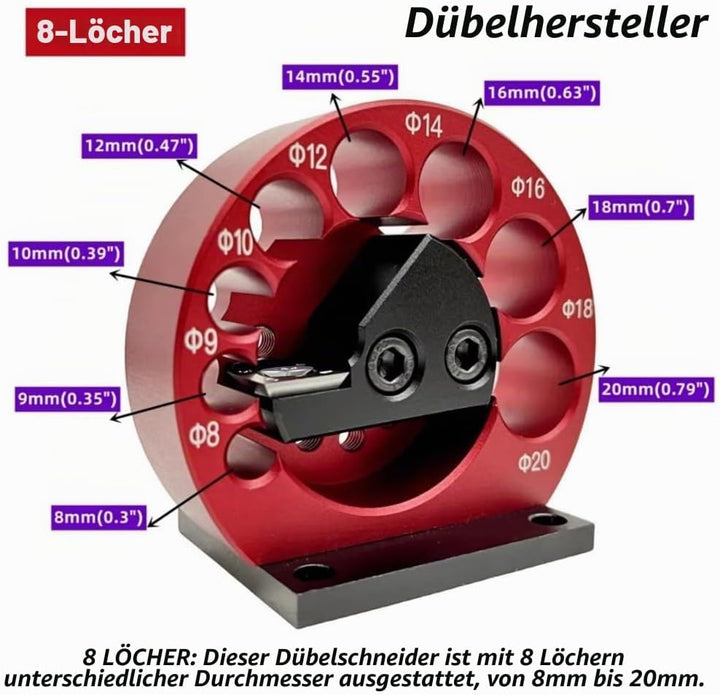 Dübelstangenmacher, Elektrische Bohrmaschine, Fräsdübel, Rundstab-Hilfswerkzeug, 8–20 Mm, Dübelmache