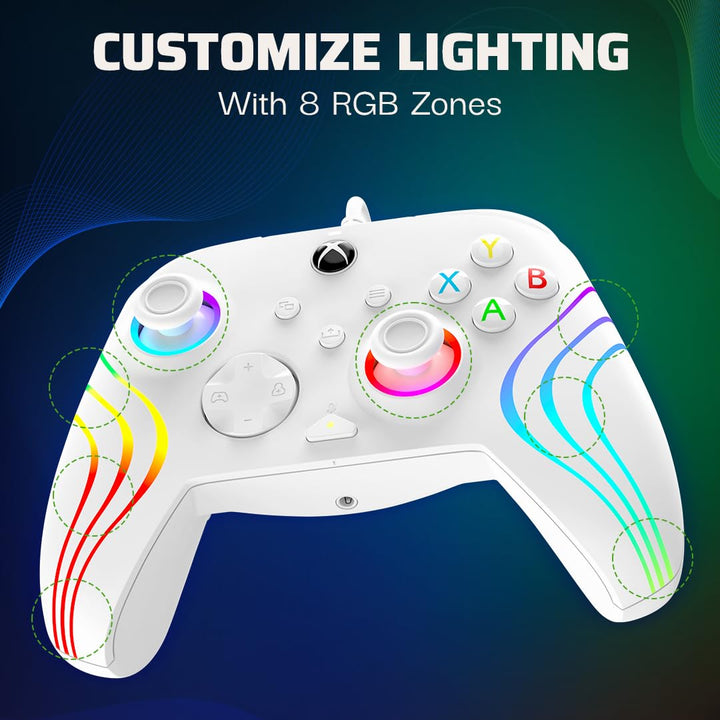 PDP AFTERGLOW XBX WAVE WIRED Controller weiss for Xbox Series X|S, Xbox One, Officially Licensed, We