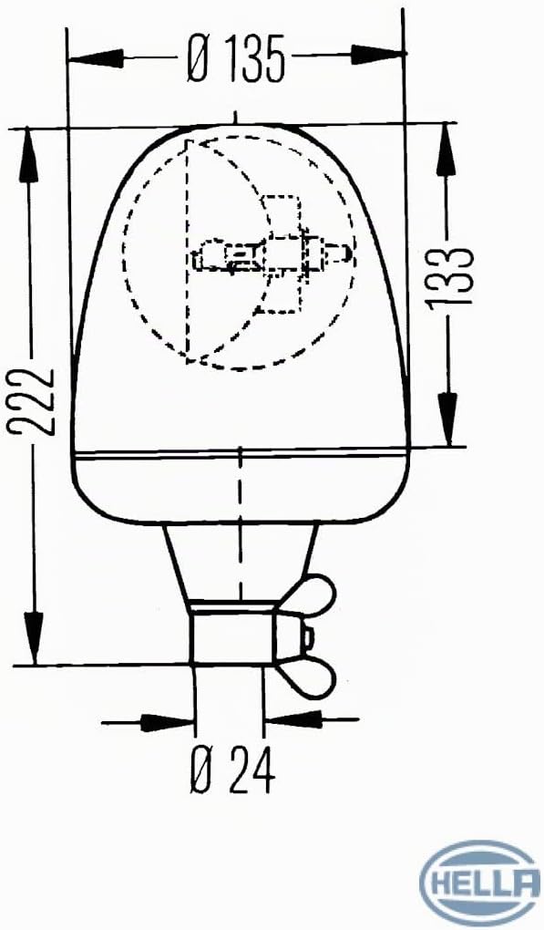 HELLA - Halogen-Rundumkennleuchte - KL Rotaflex - 12V - Gelb - Rohrstutzen - Menge: 1 - 2RL 006 846-
