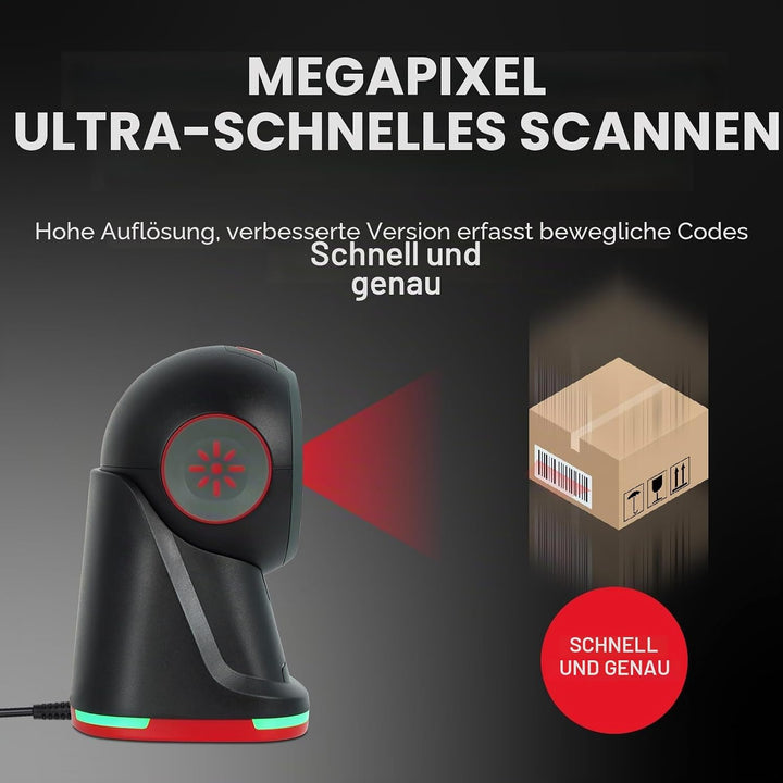 OBZ Desktop Barcode Scanner 1D 2D QR-Code | USB-Kabelgebundener Hands-Free mit Omnidirektionalem Sca