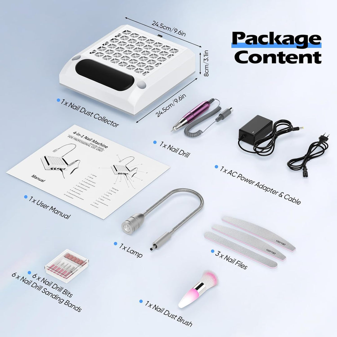 6 in 1 elektrische Nagelbohrer, 30000 U / min professioneller Nagelstaubkollektor 80W leistungsstark