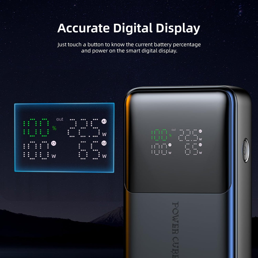 Powerbank 20000mAh mit 100W PD Schnellladung, LED Taschenlampe, 2‑Port Ladegerät für iPhone 15/14, S