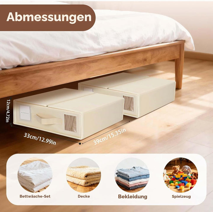 4 Stück Linen Bed Sheet Organiser Box, Faltbarer Bettwäsche Organizer Mit Sichtfenster Und Etikett,