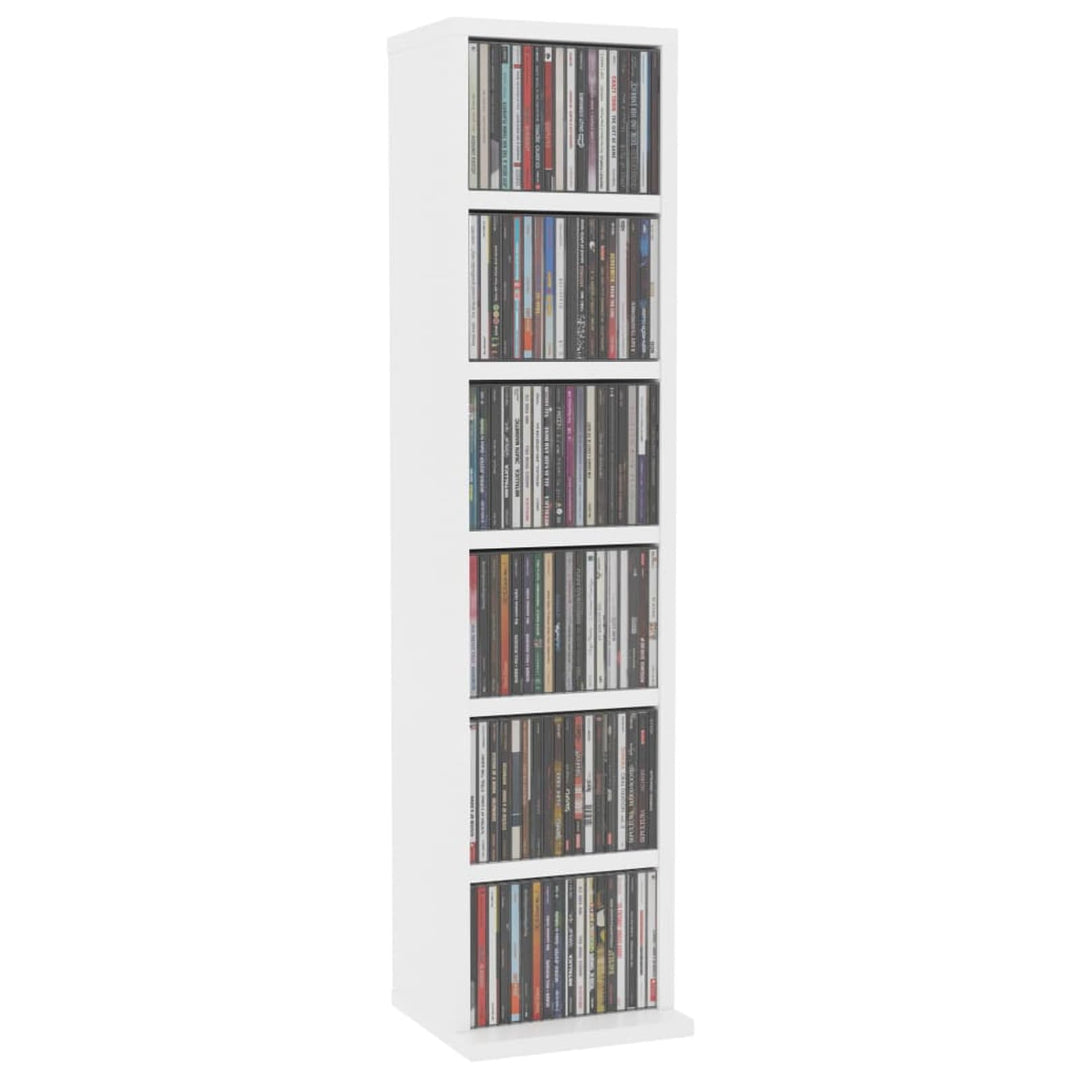 Homgoday CD-Schrank mit 6 offenen Fächern, 21 x 20 x 88 cm, Holz, CD- und DVD-Regal, für Wohnzimmer,