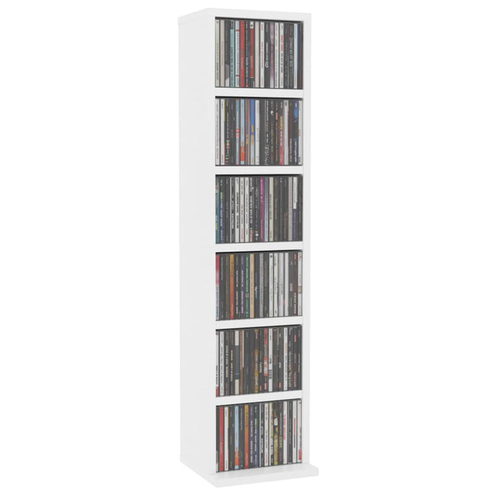Homgoday CD-Schrank mit 6 offenen Fächern, 21 x 20 x 88 cm, Holz, CD- und DVD-Regal, für Wohnzimmer,