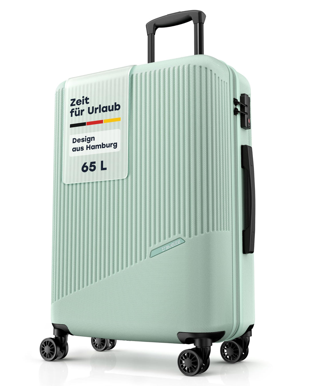 travelite 4-Rad Hartschalenkoffer mittelgross 65 Liter, Gepäck Serie BALI: ABS Hartschalen Trolley m
