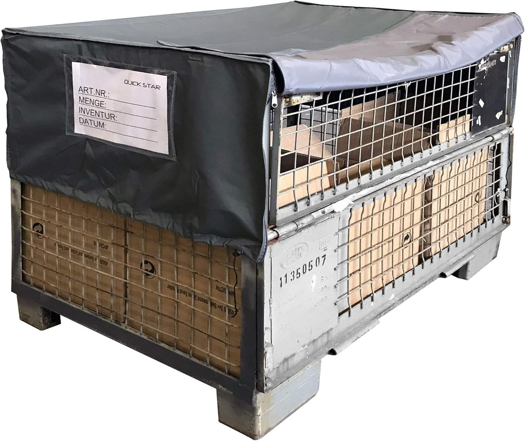 QUICK STAR Gitterbox Abdeckung 125x85x50cm Grau Schutzhaube Abdeckplane Staubschutz Palettenmöbel