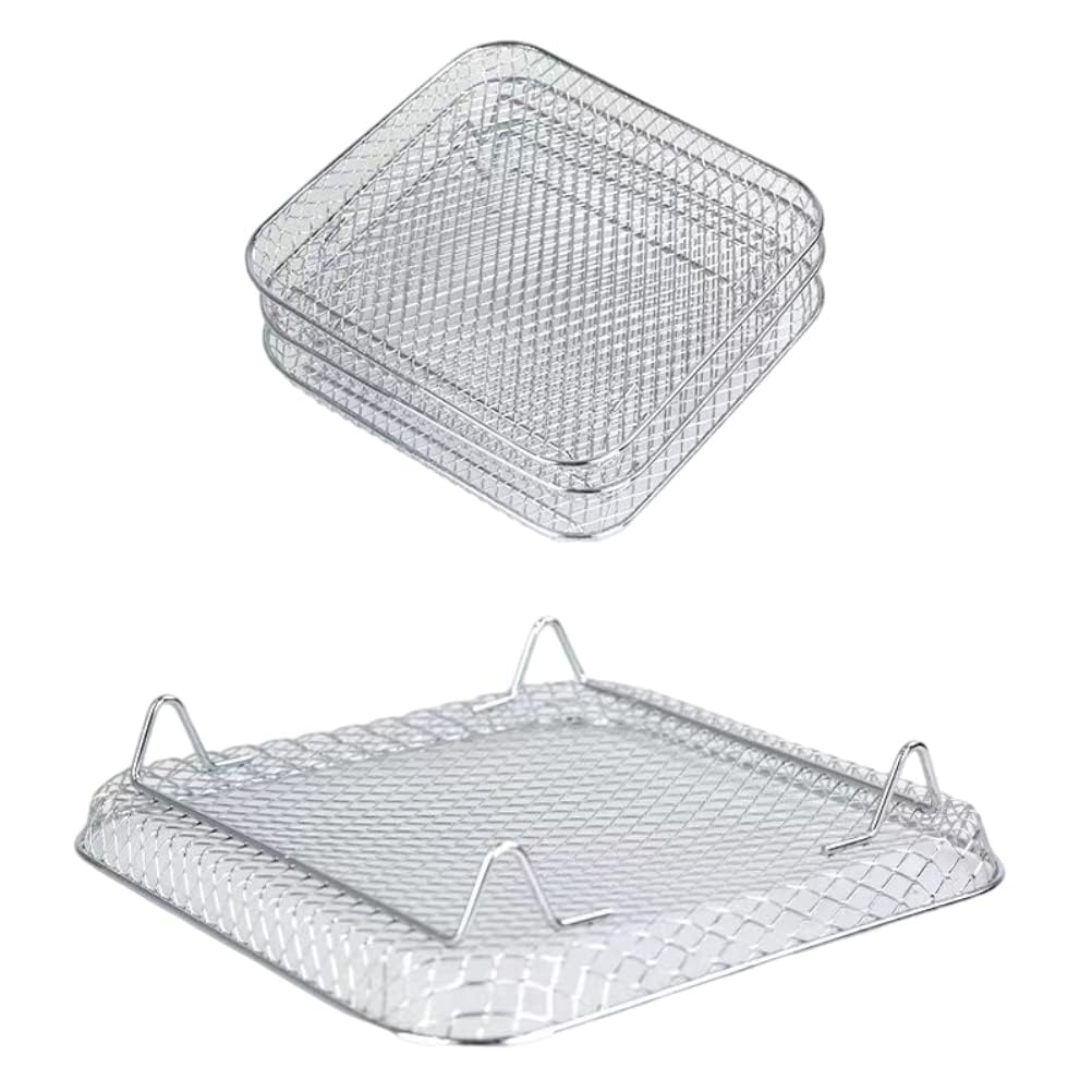 3PCS Air Fryer Rack, Stapelbares Edelstahl Heissluftfritteuse Grillrost Luftfritteuse-Gestell Quadra