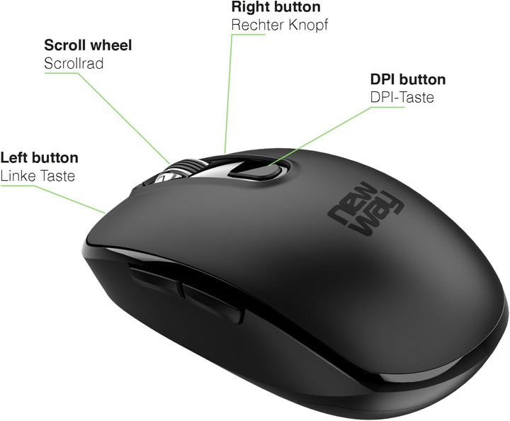 NEWWAY - RF02 Wireless 2,4 GHz Tastatur Maus Pack mit Matte - 105 Tasten 13 Multimedia-Tastenkombina
