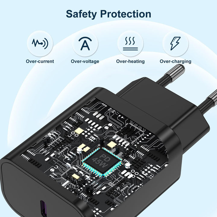 45W Ladegerät USB C Schnellladekabel, Netzteil Adapter mit 2M Typ C Kabel, Super Fast Charger Ladeka