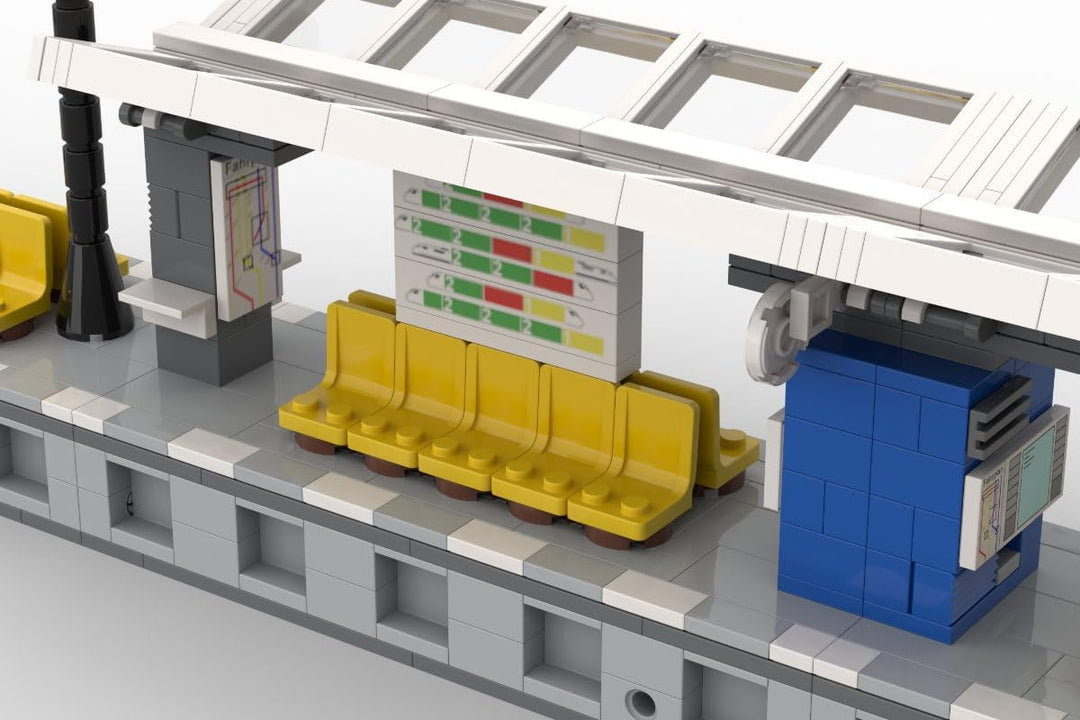 Modularer Bahnsteig aus 1047 Bausteinen kompatibel mit Lego | 106 cm lang – 8 Module flexibel kombin