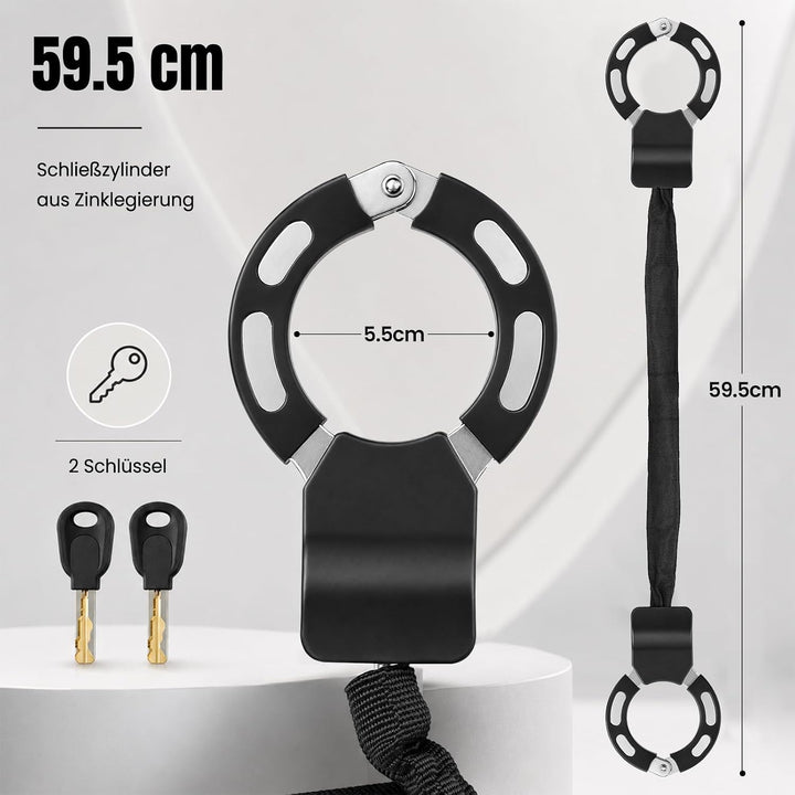 E Scooter Tasche mit Schloss, E Scooter Schloss mit Tasche 2L, 7mm Handschellenschloss für Roller, B
