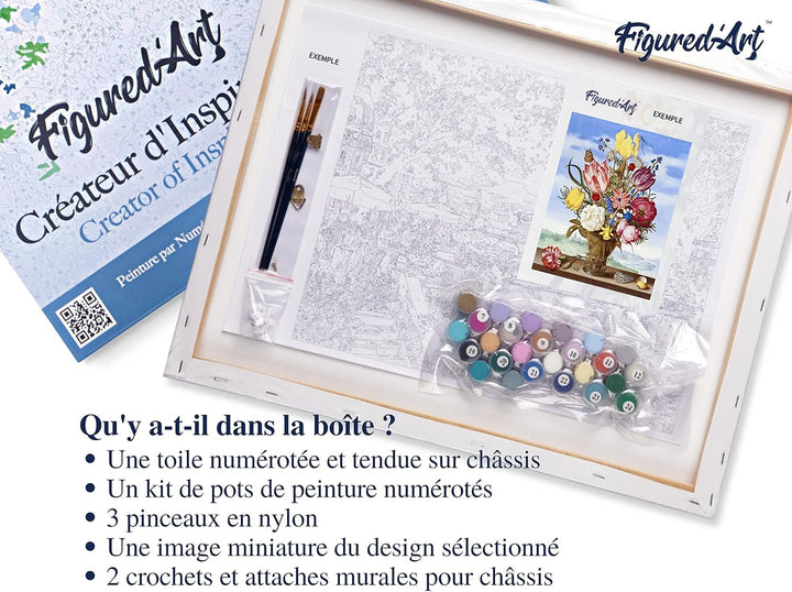 Figured'Art Malen Nach Zahlen Erwachsene Mit Rahmen Blumenstrauss - Ambrosius Bosschaert - Paint by